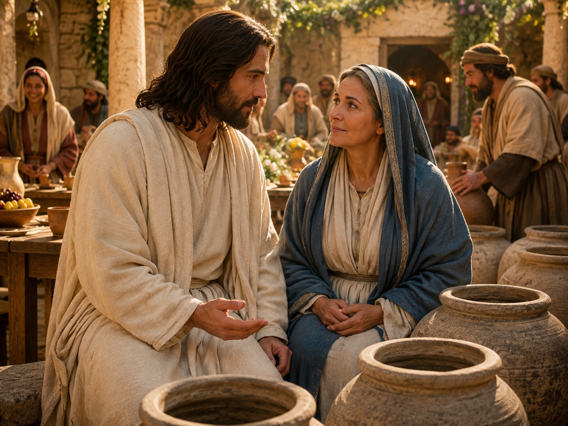Mary and Jesus at the wedding at Cana